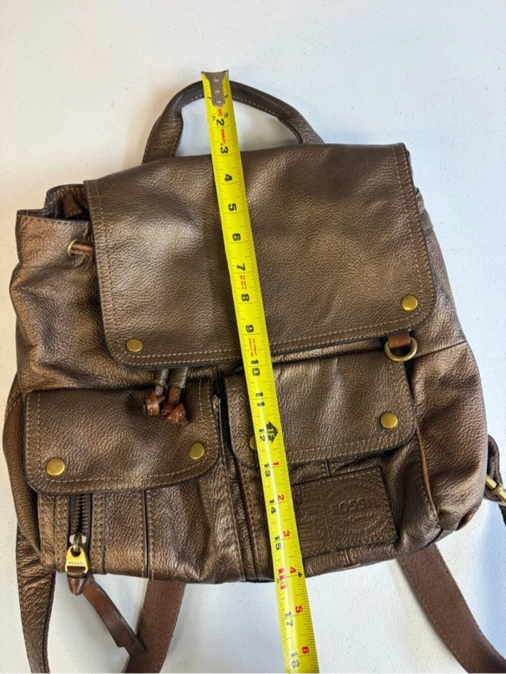 Fossil Womens Brown Leather Backpack Rucksack Boho Travel Shoulder Bag Vintage